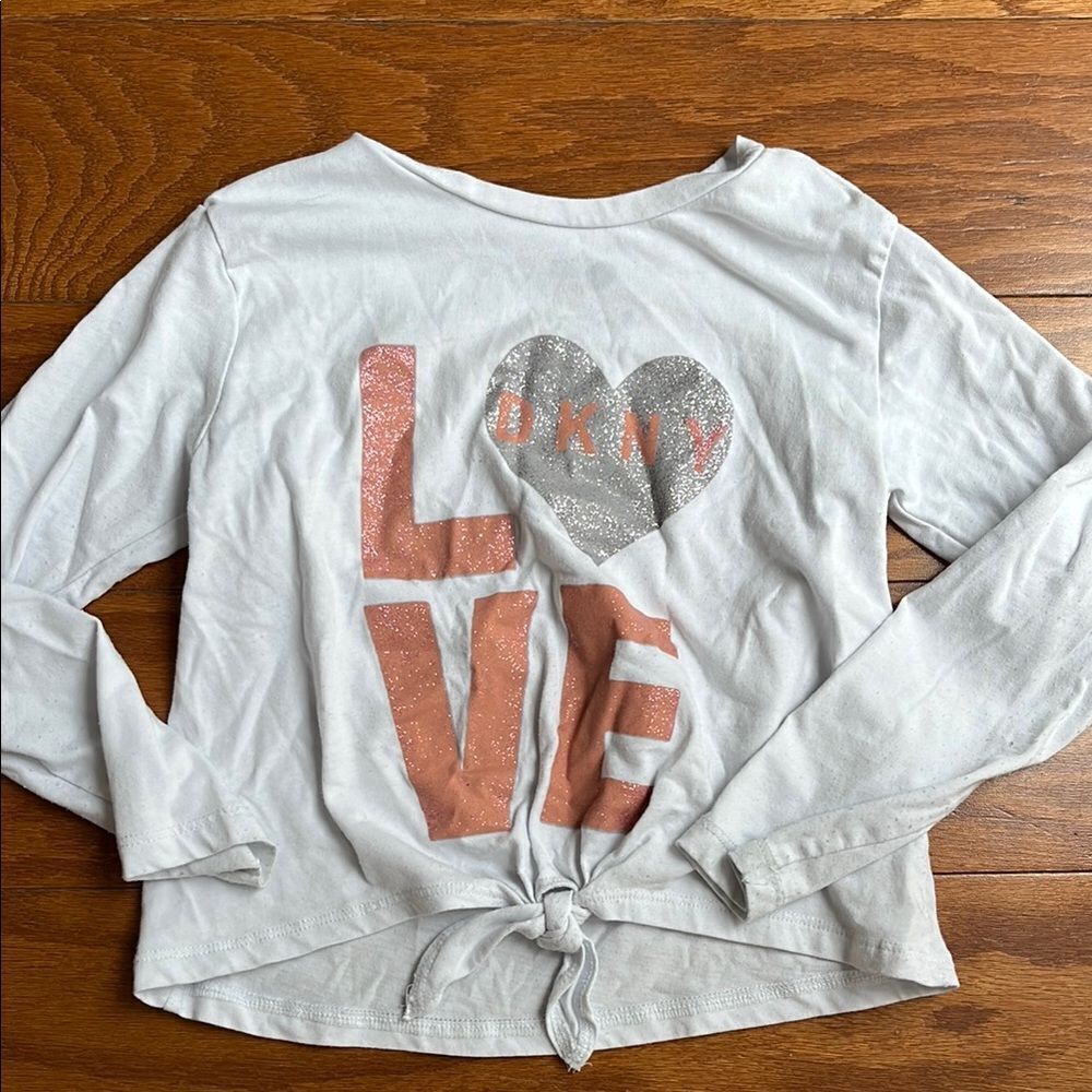 DKNY White Long Sleeve Love Top